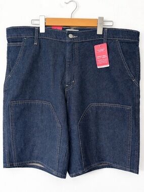 Y2K Baggy Denim Utility Shorts Men’s Oversized Carpenter Cargo Skater Style 36